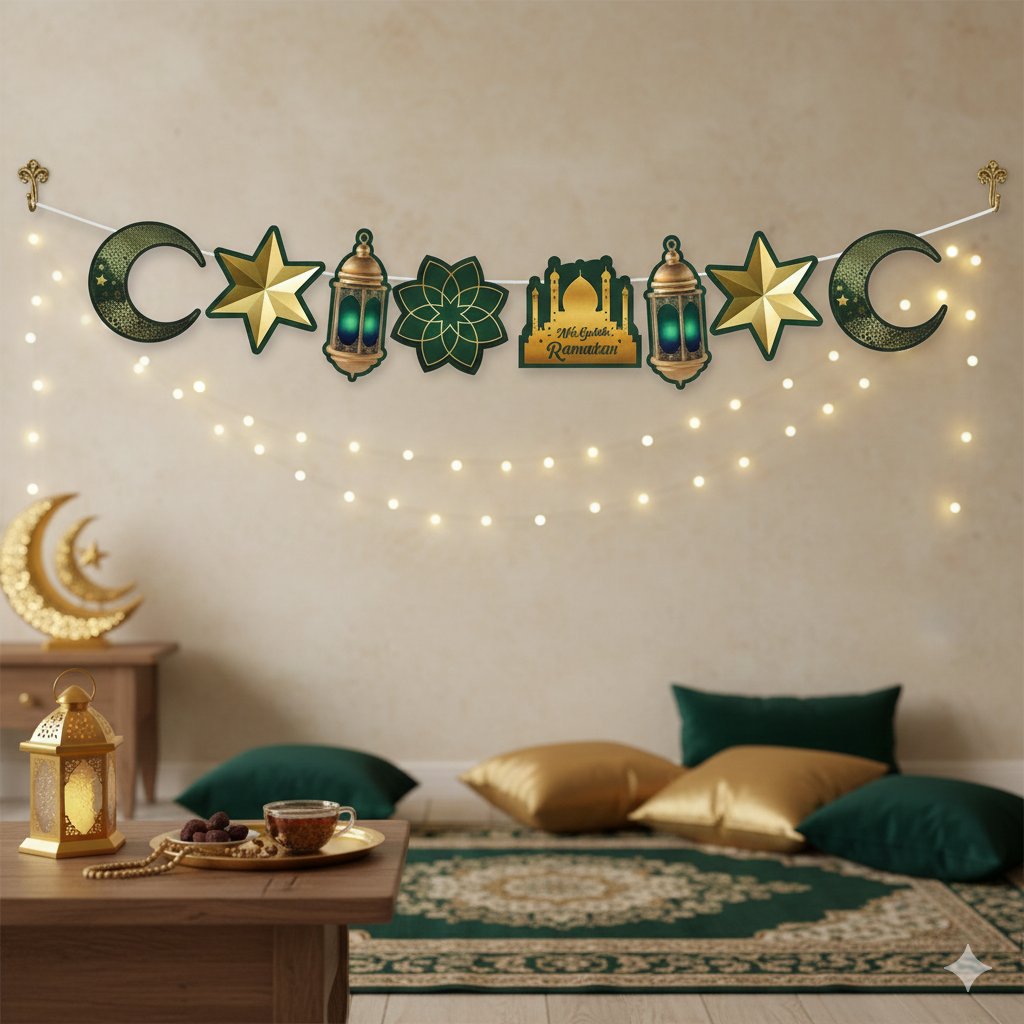 Dekoratif Banner HOŞGELDİN RAMAZAN YEŞİL GOLD160cm