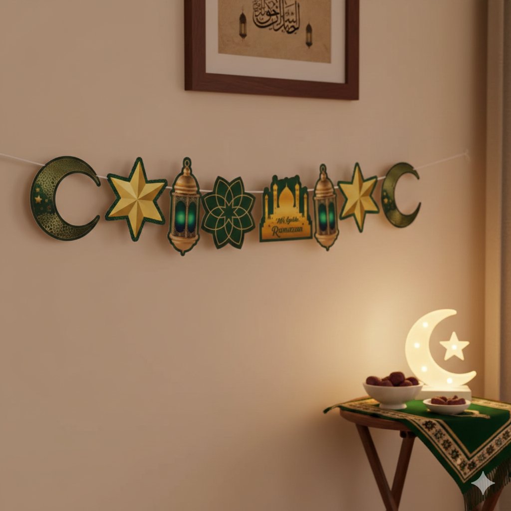 Dekoratif Banner HOŞGELDİN RAMAZAN YEŞİL GOLD160cm