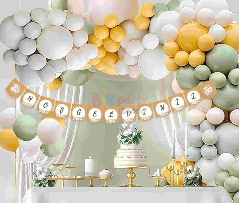 Dekoratif Banner HOŞGELDİNİZ çiçekli kırlangıç banner doğum günü okul açılış süsü 