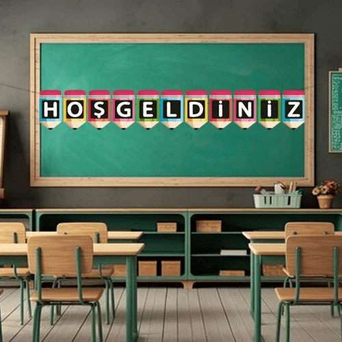 Dekoratif Banner Hoşgeldiniz yazı asma okul süsü okul açılış