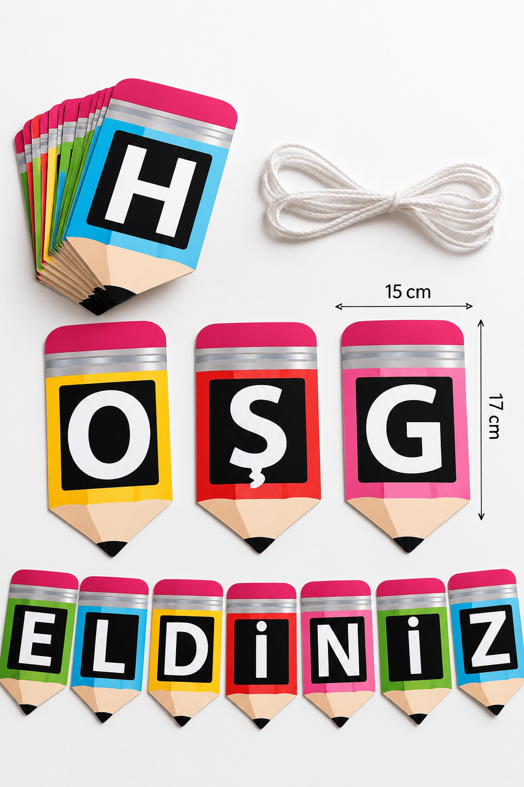 Dekoratif Banner Hoşgeldiniz yazı asma okul süsü