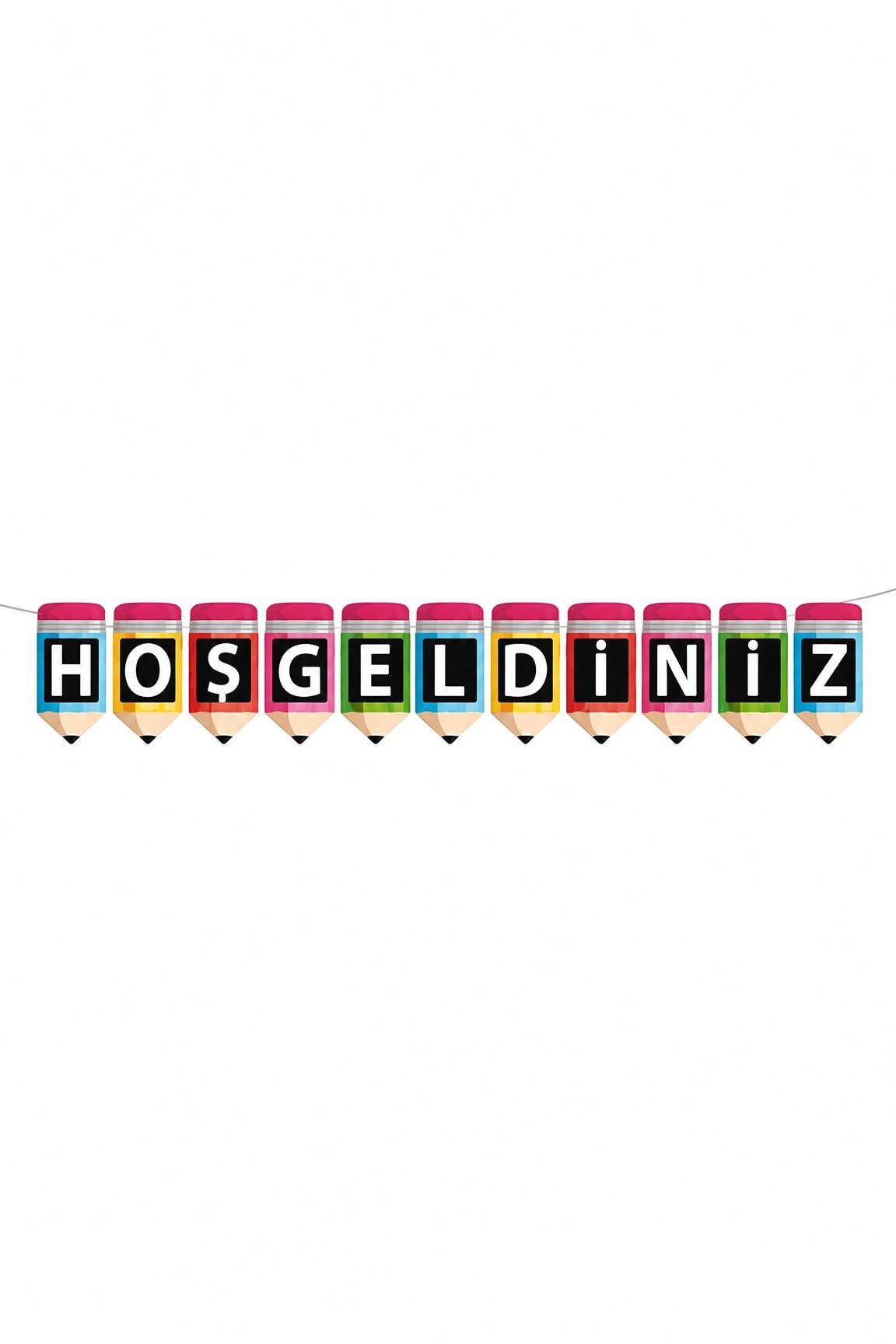 Dekoratif Banner Hoşgeldiniz yazı asma okul süsü
