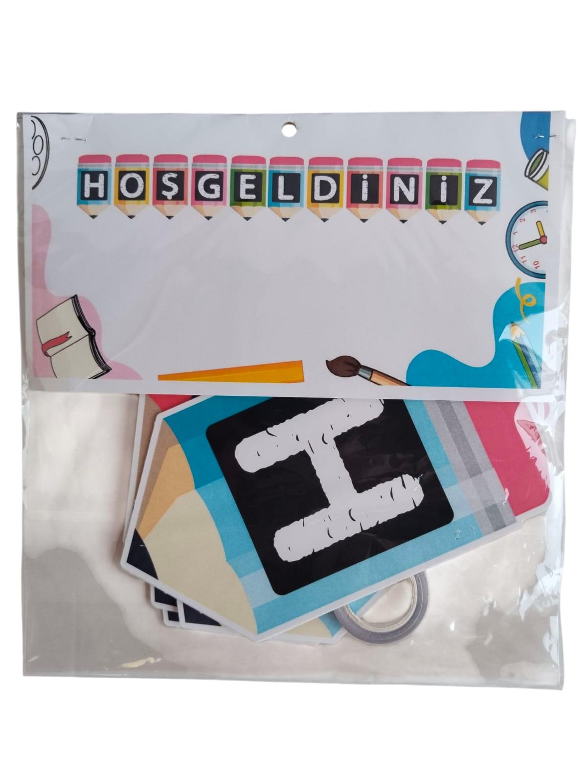 Dekoratif Banner Hoşgeldiniz yazı asma okul süsü okul açılış