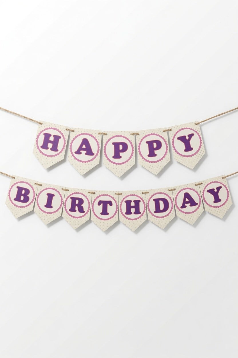 Dekoratif Banner Kağıt Banner Happy Birthday Puanlı İPLİ