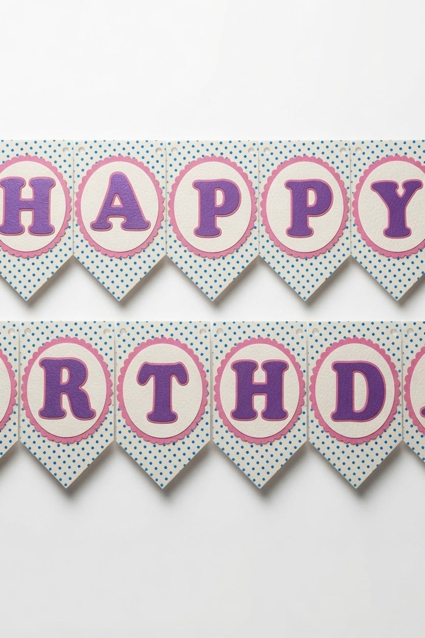 Dekoratif Banner Kağıt Banner Happy Birthday Puanlı İPLİ