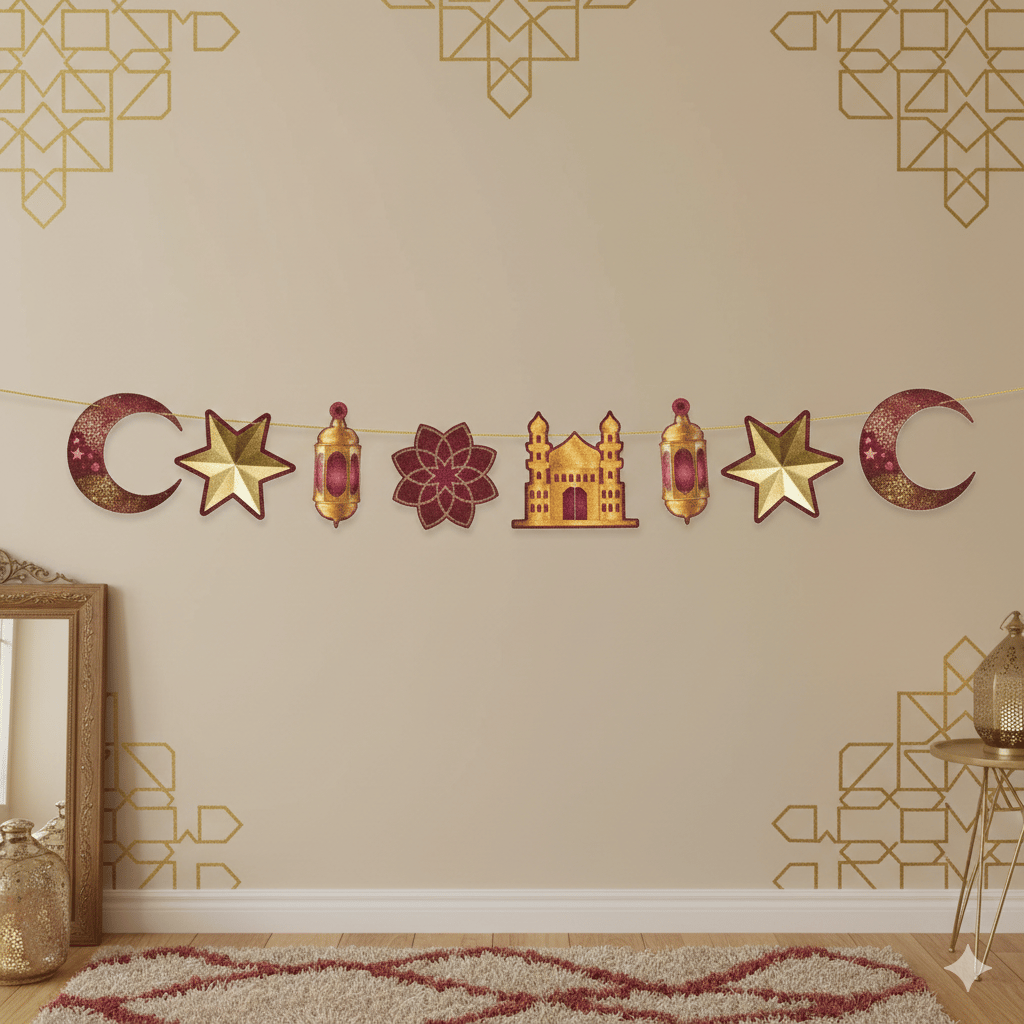 Dekoratif Banner RAMAZAN BORDO GOLD 160cm