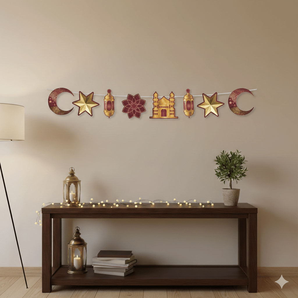 Dekoratif Banner RAMAZAN BORDO GOLD 160cm