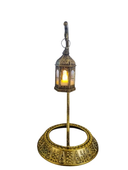 Dekoratif Masa Üstü Hilal Eskitme Gold Kancalı Ramazan Led Lamba set
