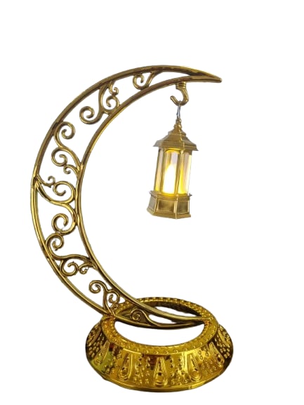 Dekoratif Masa Üstü Hilal Gold ve Kancalı Ramazan Led Lamba set