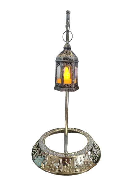 Dekoratif Masa Üstü Hilal Gümüş ve Kancalı Ramazan Led Lamba set