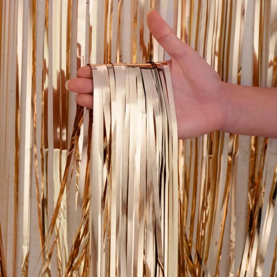 Dekoratif Püsküllü Saçak Perde 1x2 Metre Mat Rose Gold