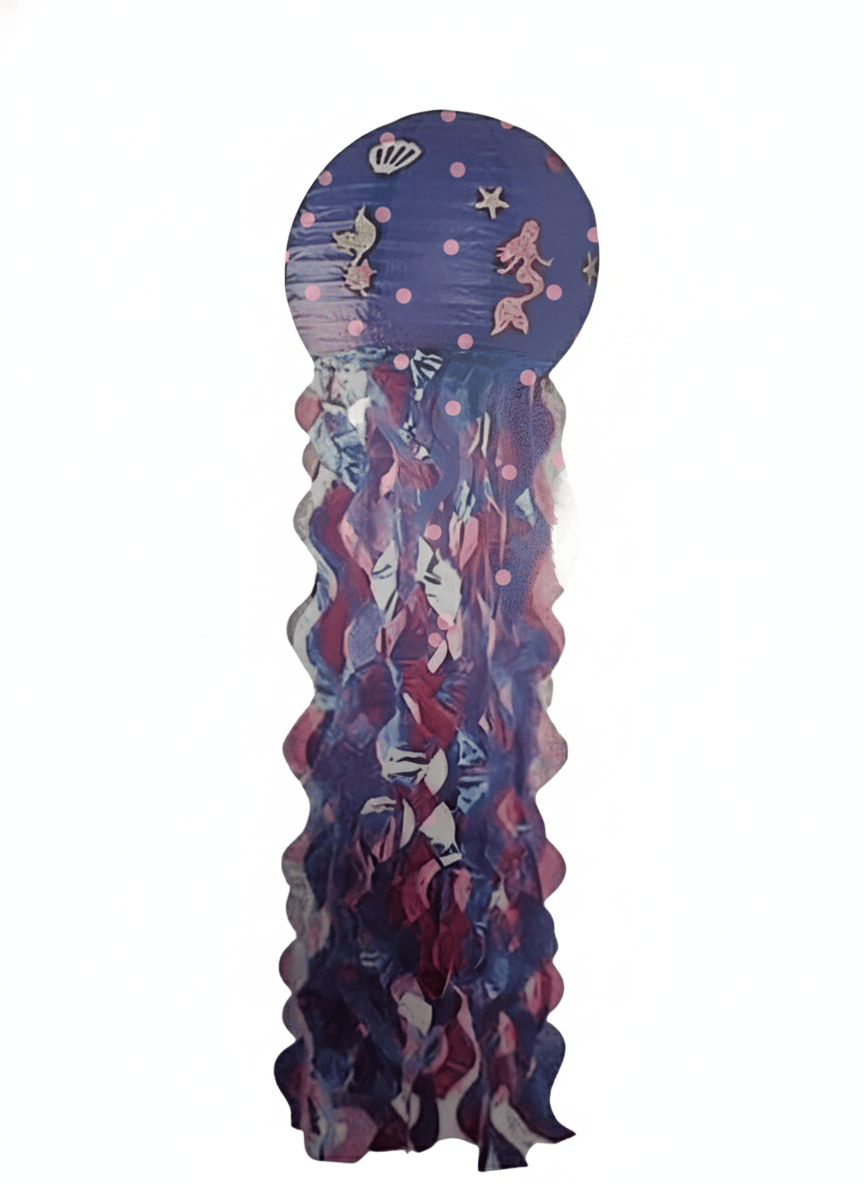 Deniz kızı Temalı Püsküllü Stickerlı MOR Japon feneri 30cm