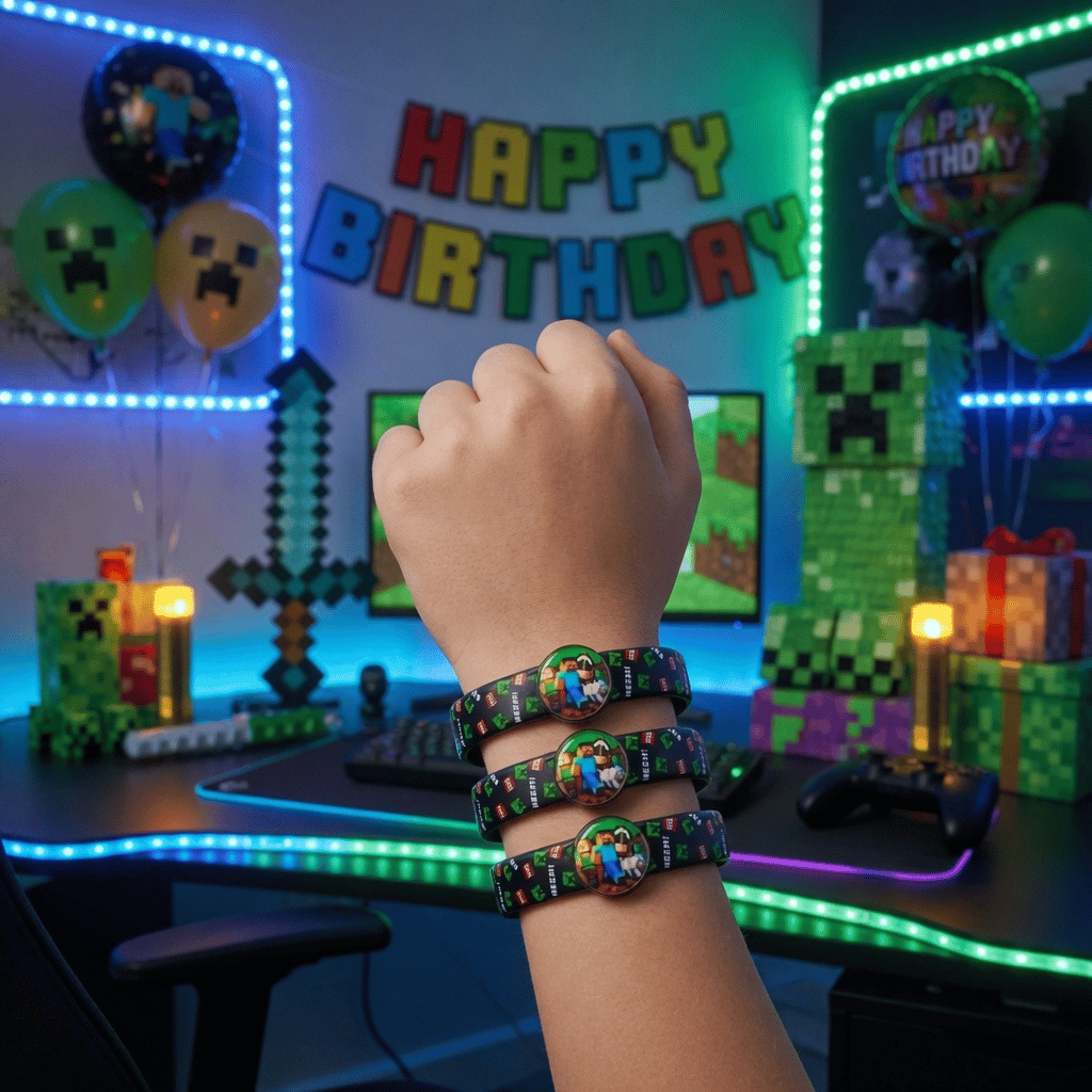 Deri bileklik MİNECRAFT 3 lü çıtçıtlı 18 cm