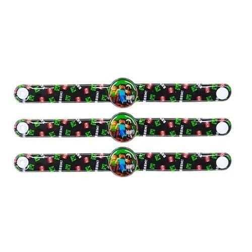 Deri bileklik MİNECRAFT 3 lü çıtçıtlı 18 cm