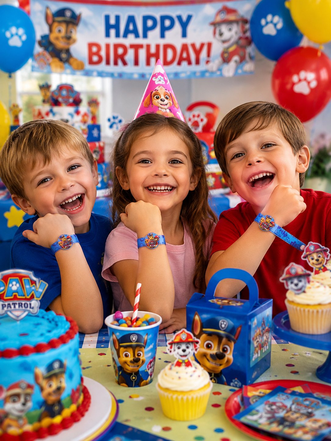Deri bileklik PAW PATROL 3 lü çıtçıtlı 18 cm