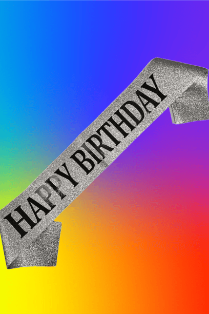 Doğum Günü Parti Kuşağı Happy Birthday yazılı Gümüş simli kumaş üzerine siyah baskılı doğum günü aksesuarı      