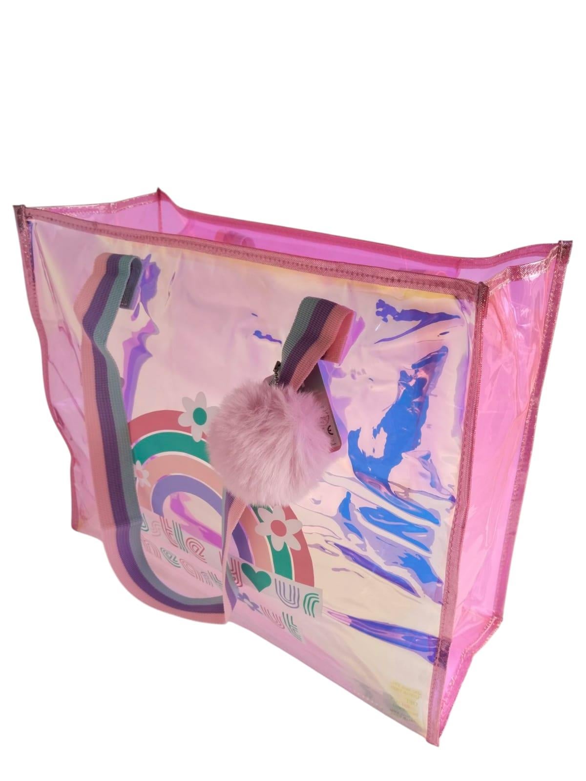 Dream Vest Şeffaf hologr.Pembe Kalp byk omuz-plaj 