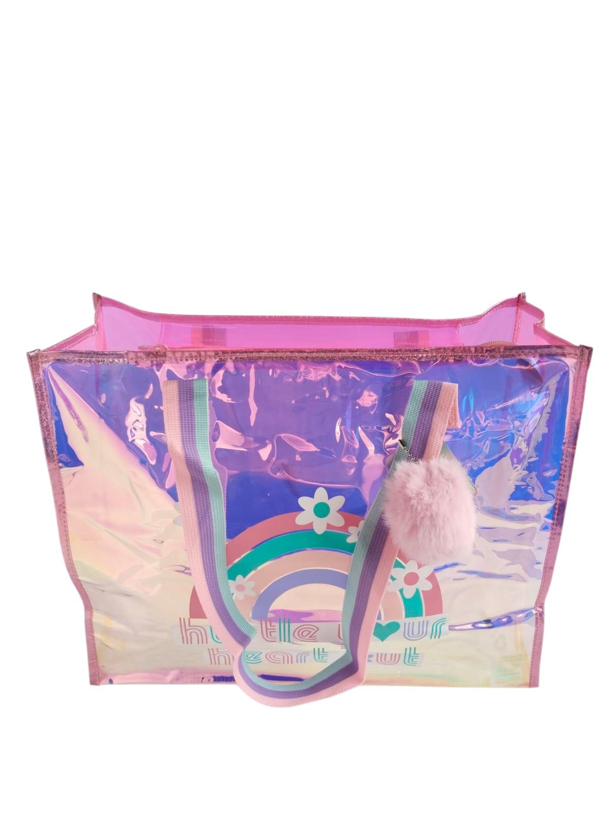 Dream Vest Şeffaf hologr.Pembe Kalp byk omuz-plaj 
