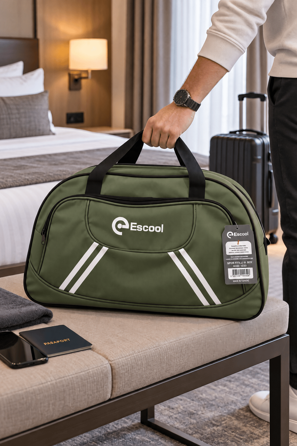 Escool Fitilli Spor Seyahat Çant.2 gözlü38x62x20 HAKİ
