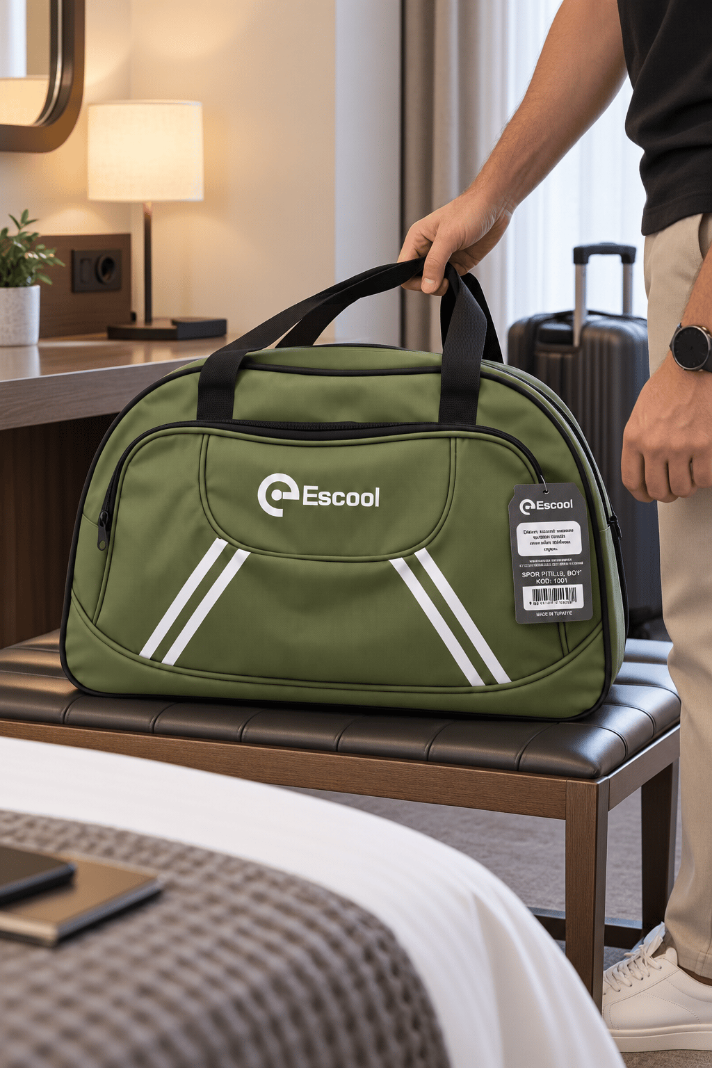 Escool Fitilli Spor Seyahat Çant.2 gözlü38x62x20 HAKİ