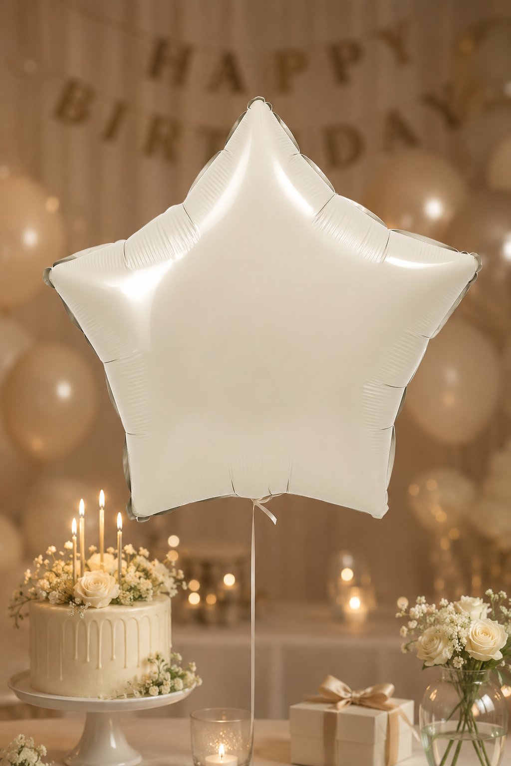 Folyo Balon 18 inç 45cm YILDIZ KREM