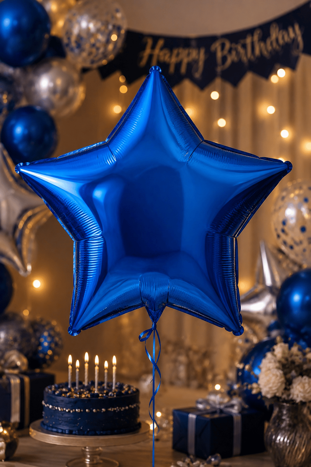Folyo Balon 18 inç 45cm YILDIZ MAVİ KOYU
