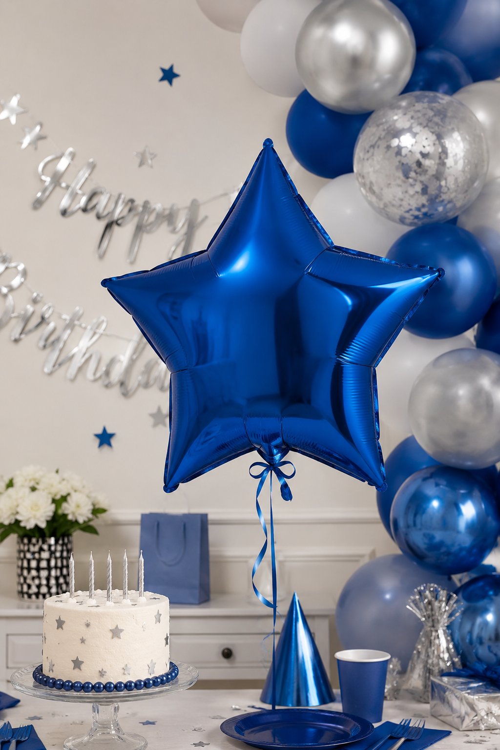 Folyo Balon 18 inç 45cm YILDIZ MAVİ KOYU