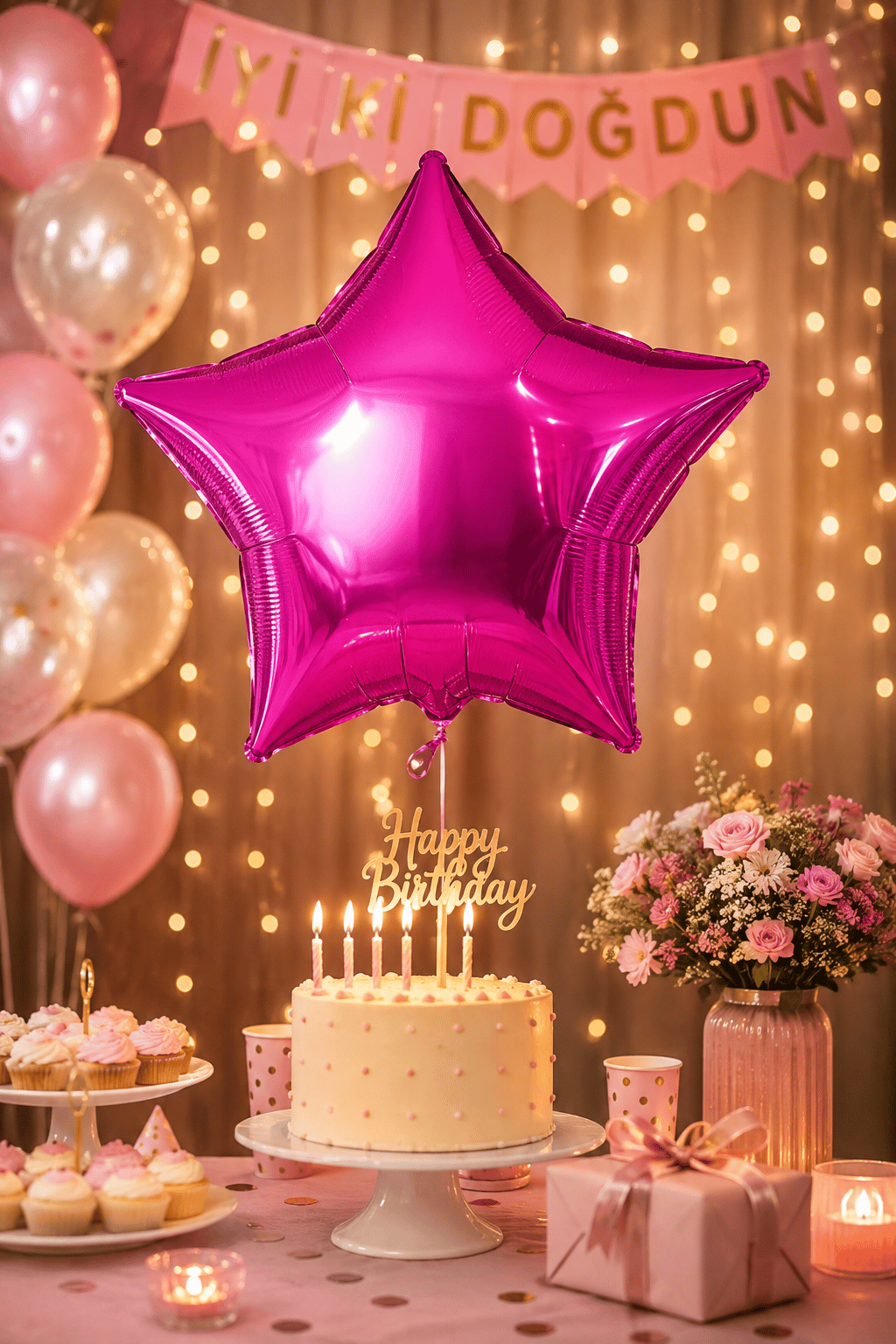 Folyo Balon 18 inç 45cm YILDIZ PEMBE