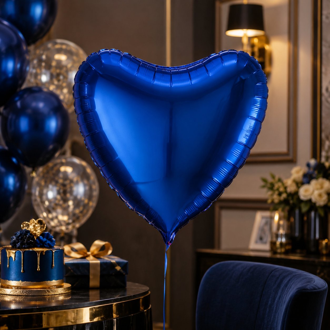 Folyo Balon 18 inç kalp Koyu Mavi