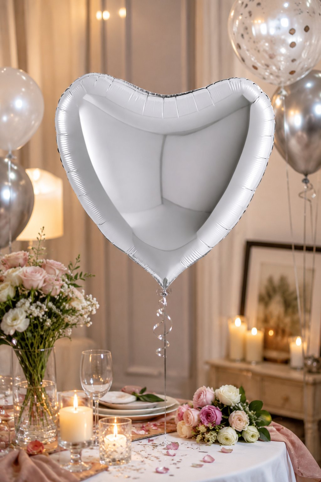 Folyo Balon 24 inç 60cm KALP GÜMÜŞ