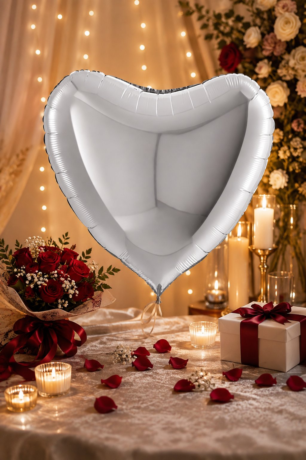 Folyo Balon 24 inç 60cm KALP GÜMÜŞ