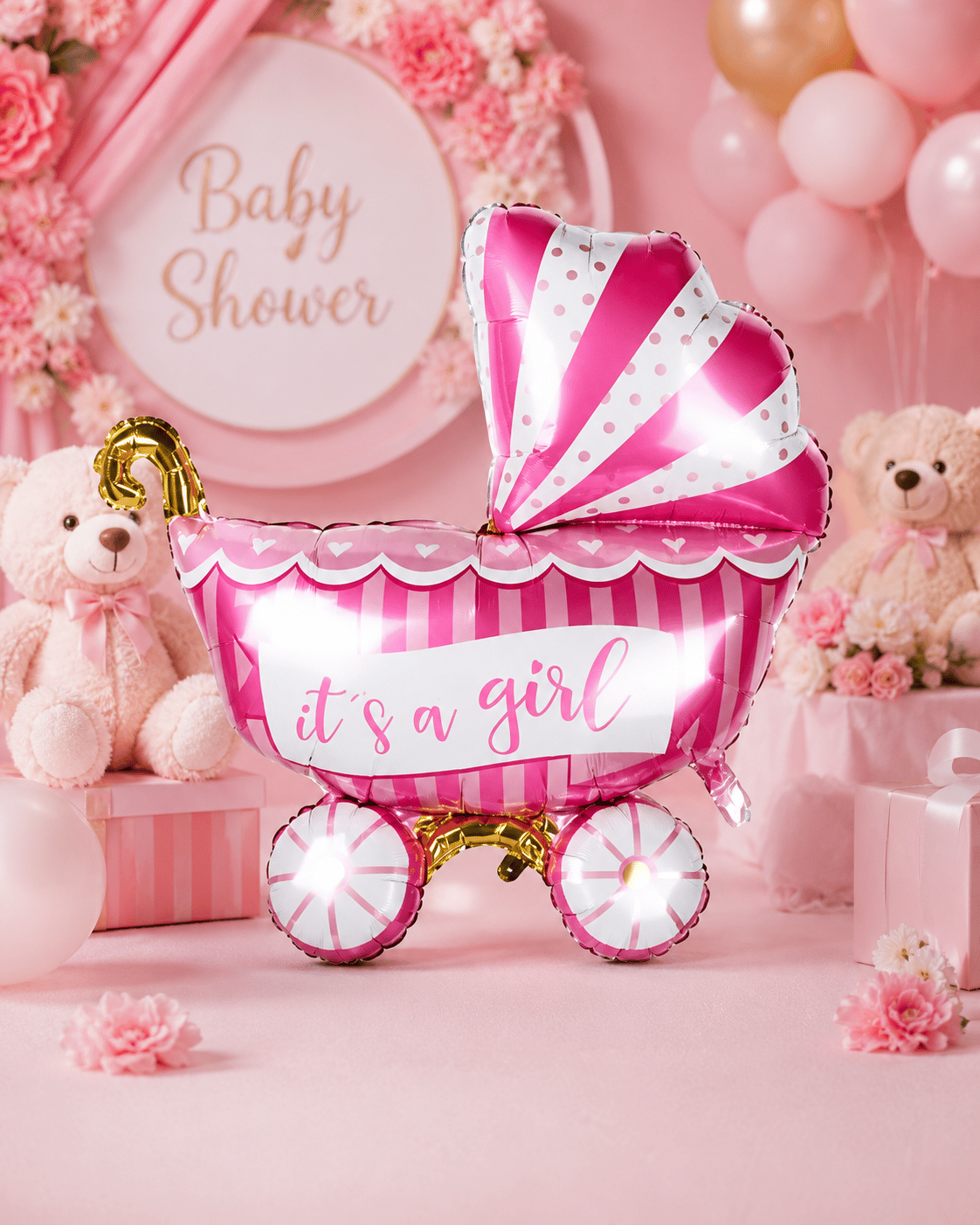 Folyo Balon 30'' inç 77 cm Bebek PUSET PEMBE Cinsiyet Partisi Baby Shower Bebek Partisi