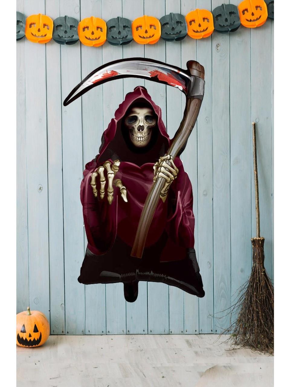 Folyo balon 3d Halloween Cadılar Bayramı oraklı hayalet Azrail 45*76cm 