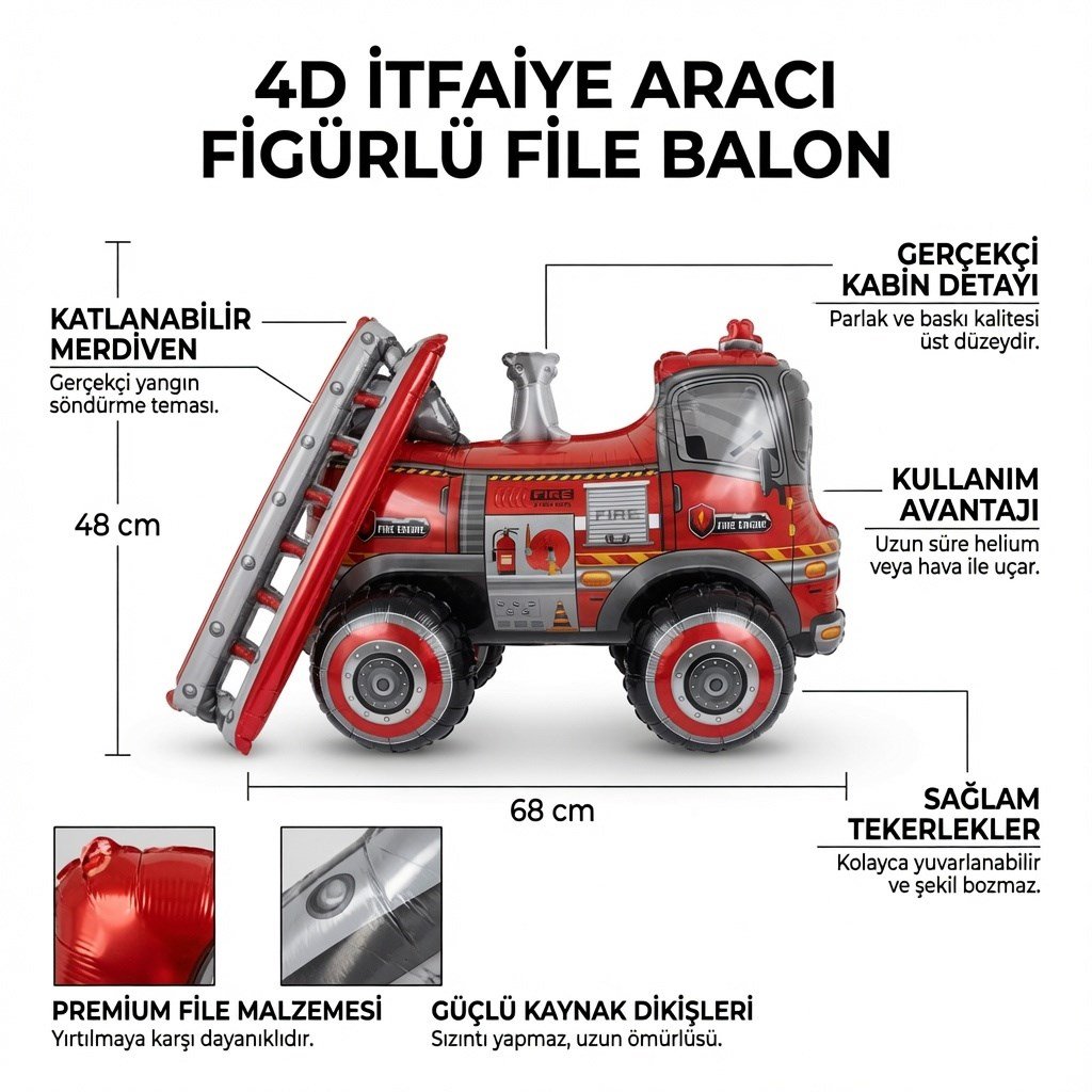 Folyo Balon -4D İtfaiye Aracı-68X48CM