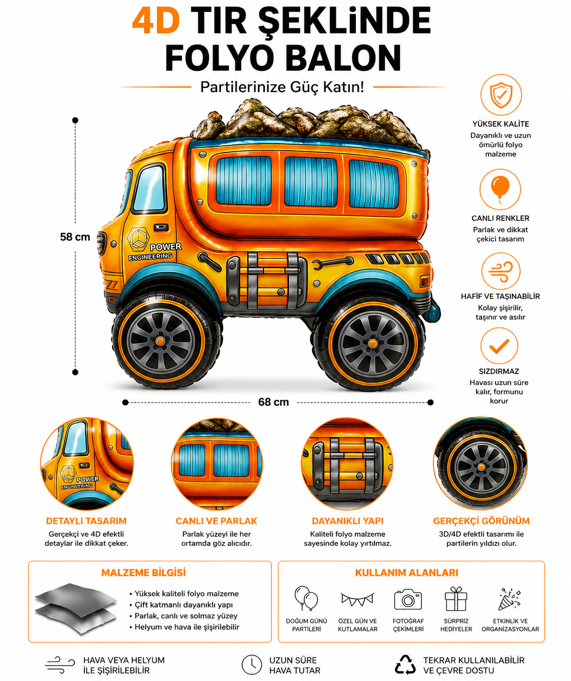 Folyo Balon -4D Kamyon-68X58CM