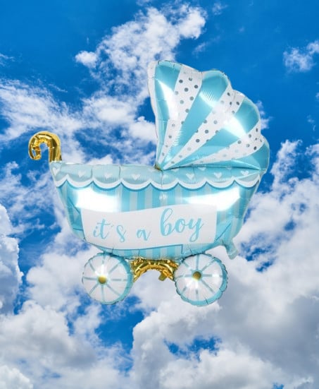 Folyo Balon baby boy mavi puset  79x71cm Cinsiyet Partisi Baby Shower Bebek Partisi