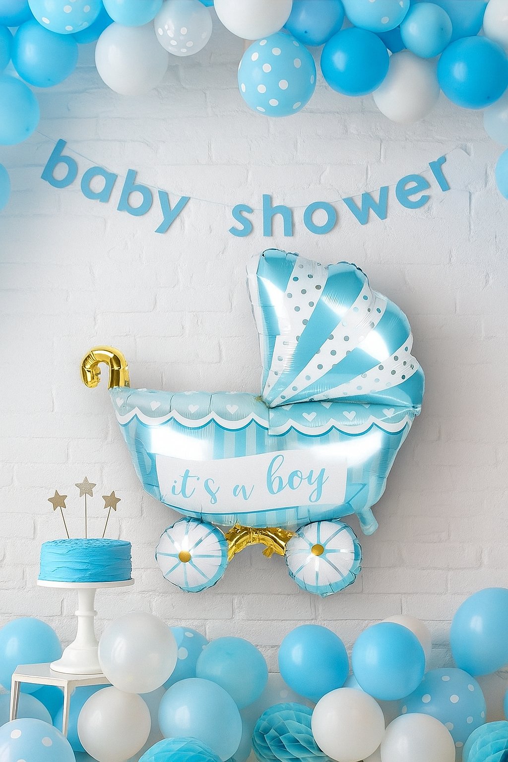 Folyo Balon baby boy mavi puset  79x71cm Cinsiyet Partisi Baby Shower Bebek Partisi