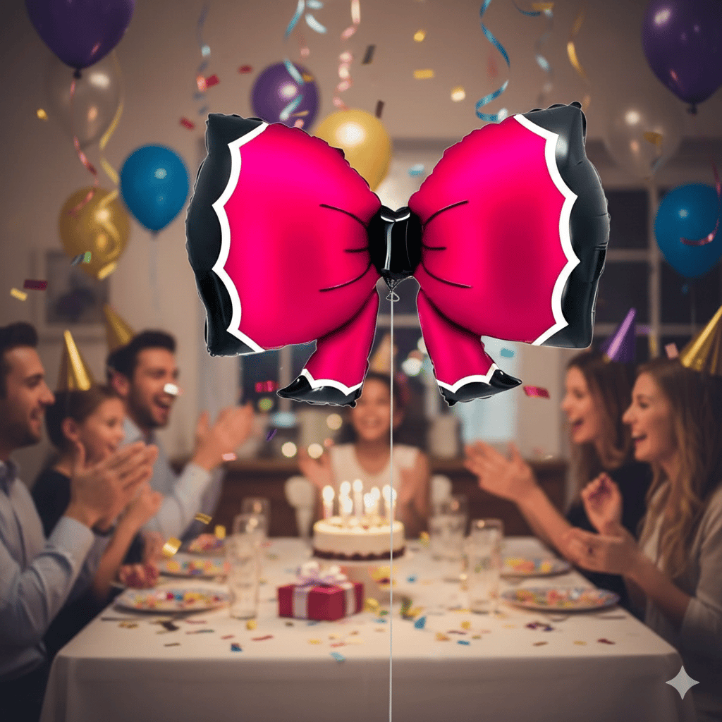 Folyo Balon Fuşya Bowtie Fiyonk  92*58 cm