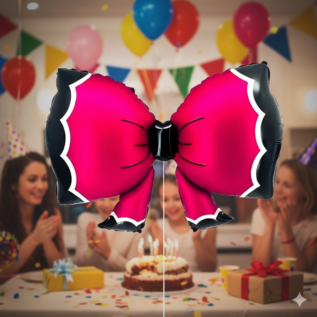 Folyo Balon Fuşya Bowtie Fiyonk  92*58 cm