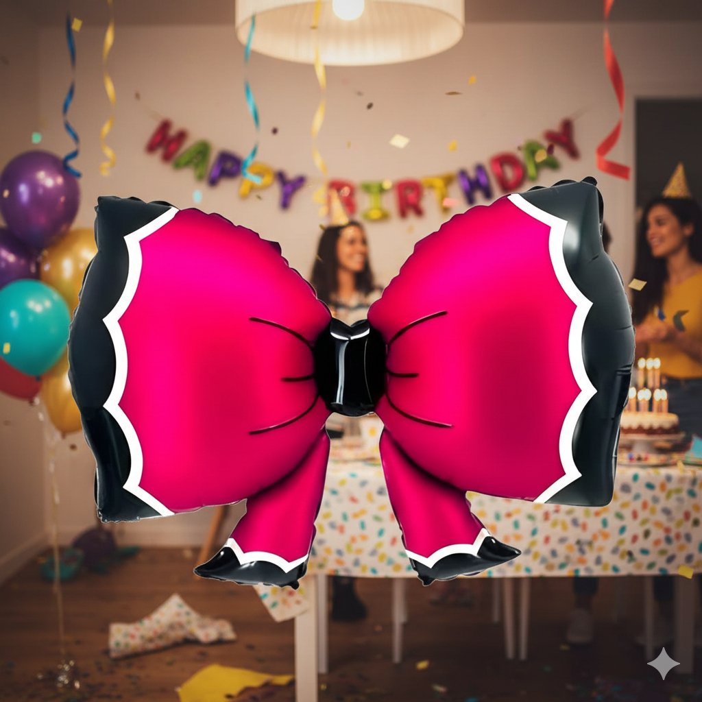 Folyo Balon Fuşya Bowtie Fiyonk  92*58 cm