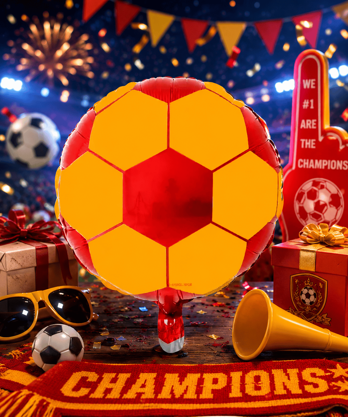 Folyo Balon Futbol Topu Sarı Kırmızı 18'' 45cm galata