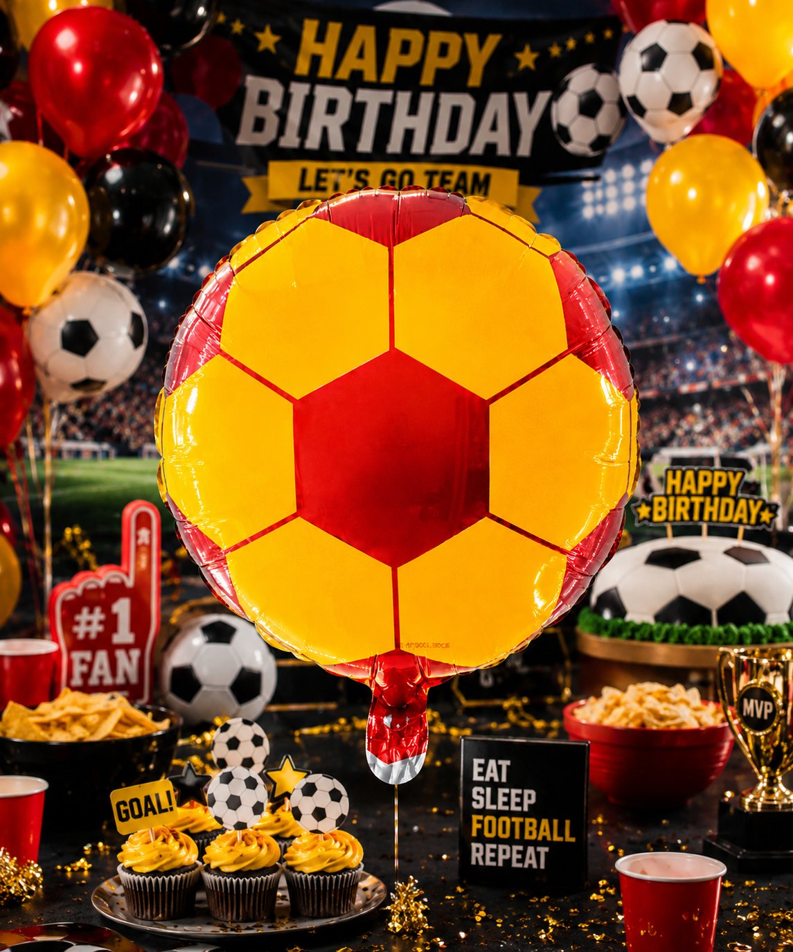 Folyo Balon Futbol Topu Sarı Kırmızı 18'' 45cm galata