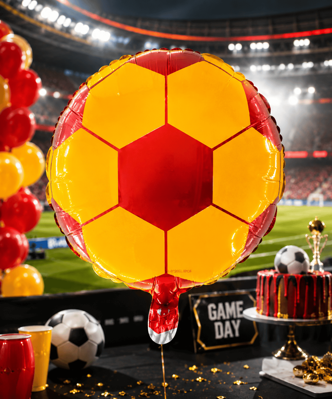 Folyo Balon Futbol Topu Sarı Kırmızı 18'' 45cm galata