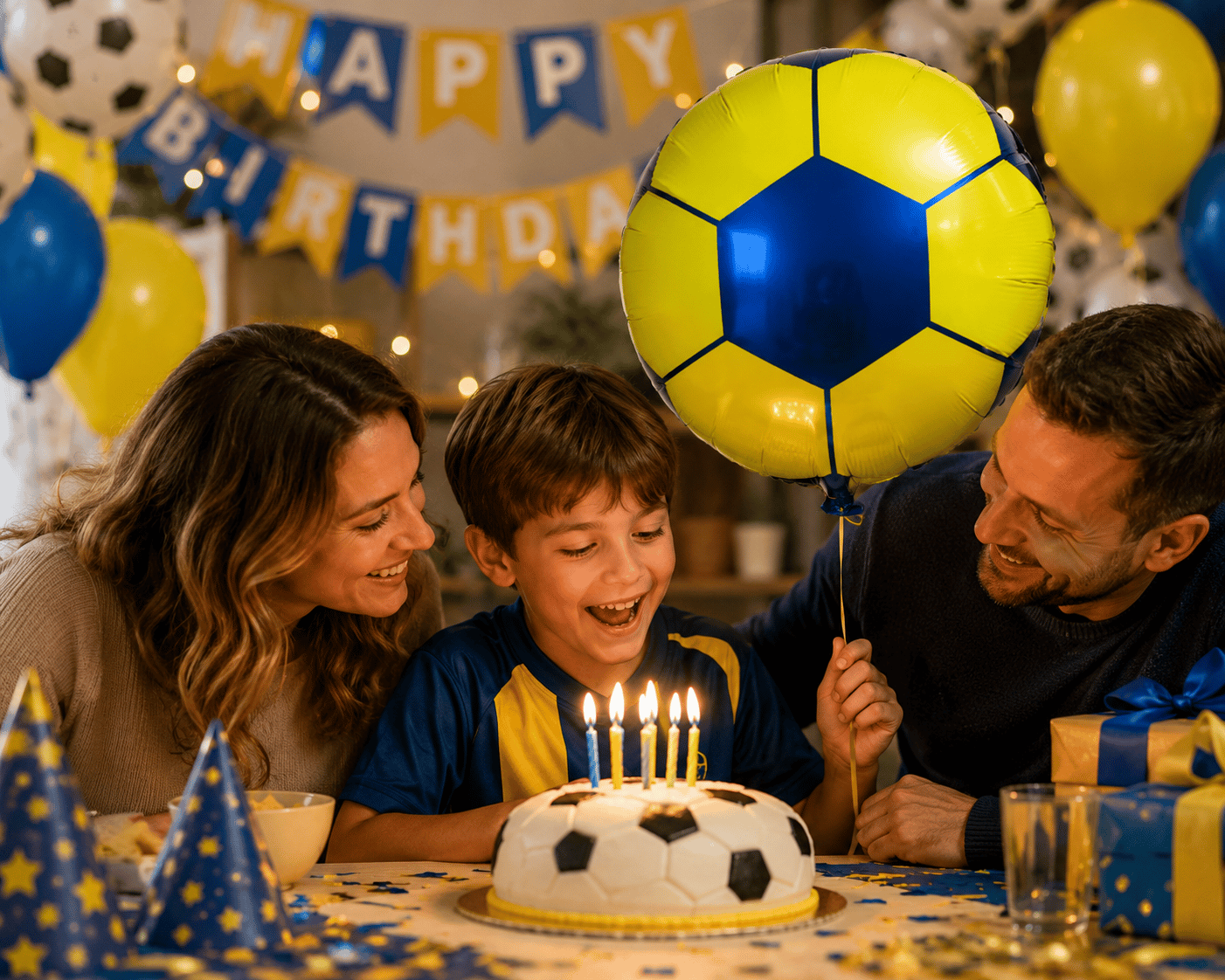 Folyo Balon Futbol Topu Sarı Lacivert 18'' 45cm fener