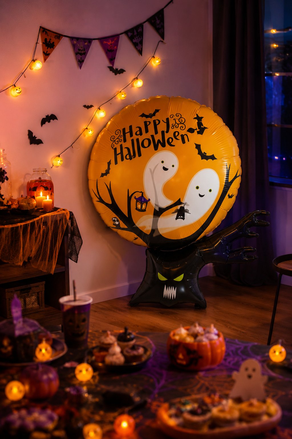 Folyo Balon Halloween Ağaçlı folyo balonlu 95*66