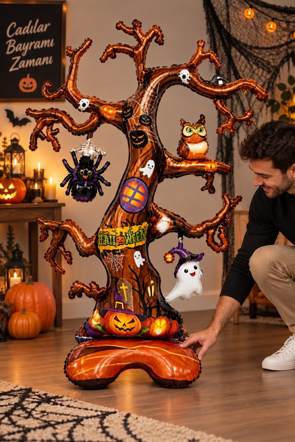 Folyo Balon Halloween Ayaklı Hayalet Ağacı 79*115c cadılar bayramı