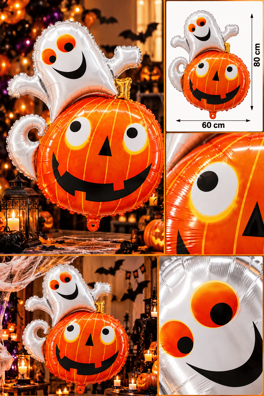 Folyo balon Halloween balkabağı hayaletli 80x60cm