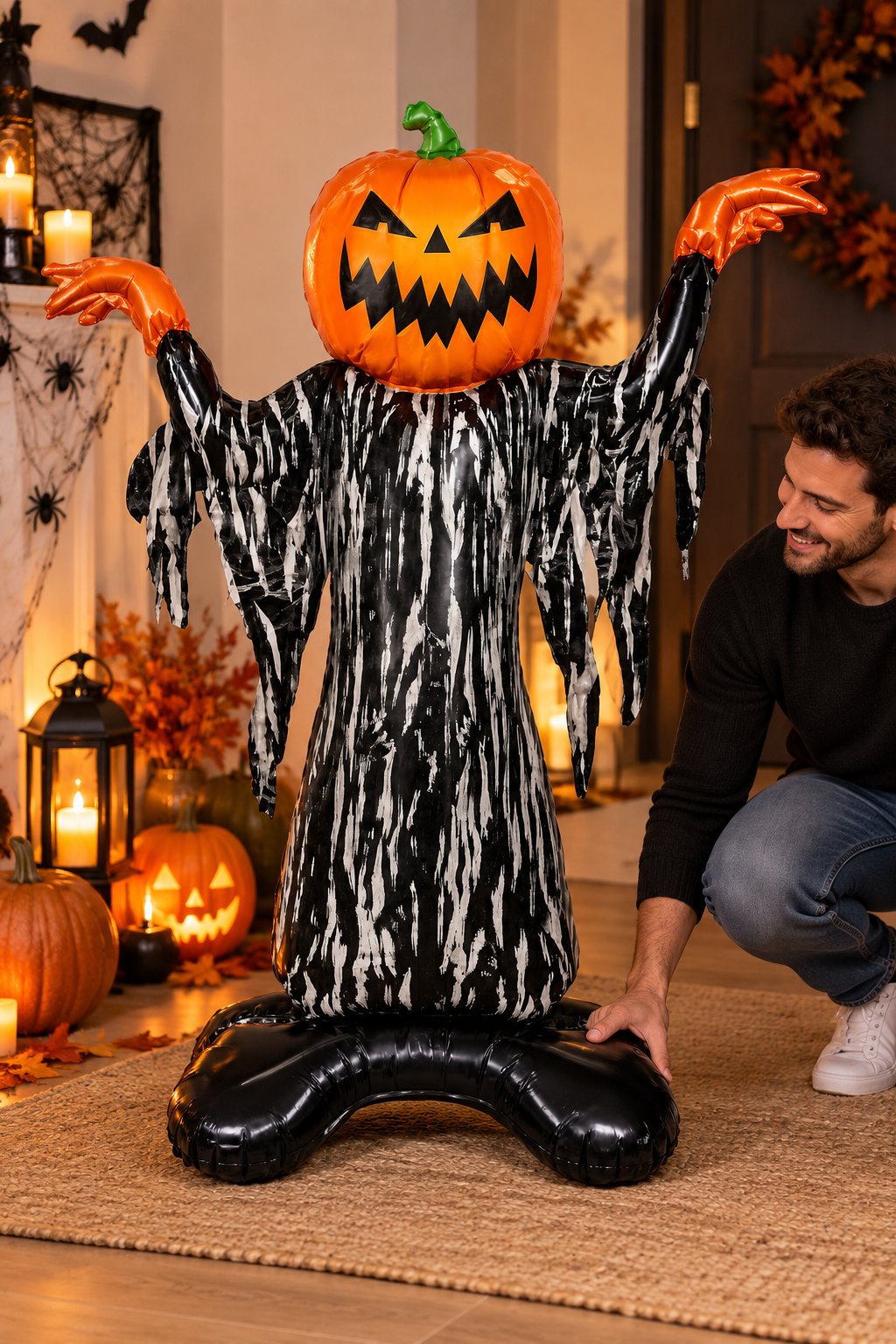Folyo Balon Halloween Balkabağı Korkuluk  86x115 Cadılar Bayramı