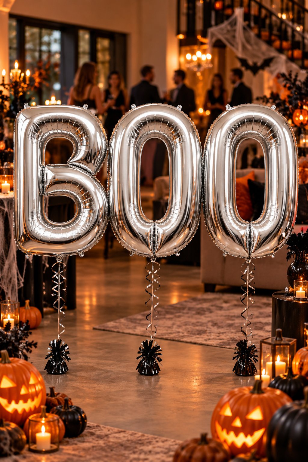 Folyo Balon Halloween BOO yazısı 100 cm 40inç gümüş set