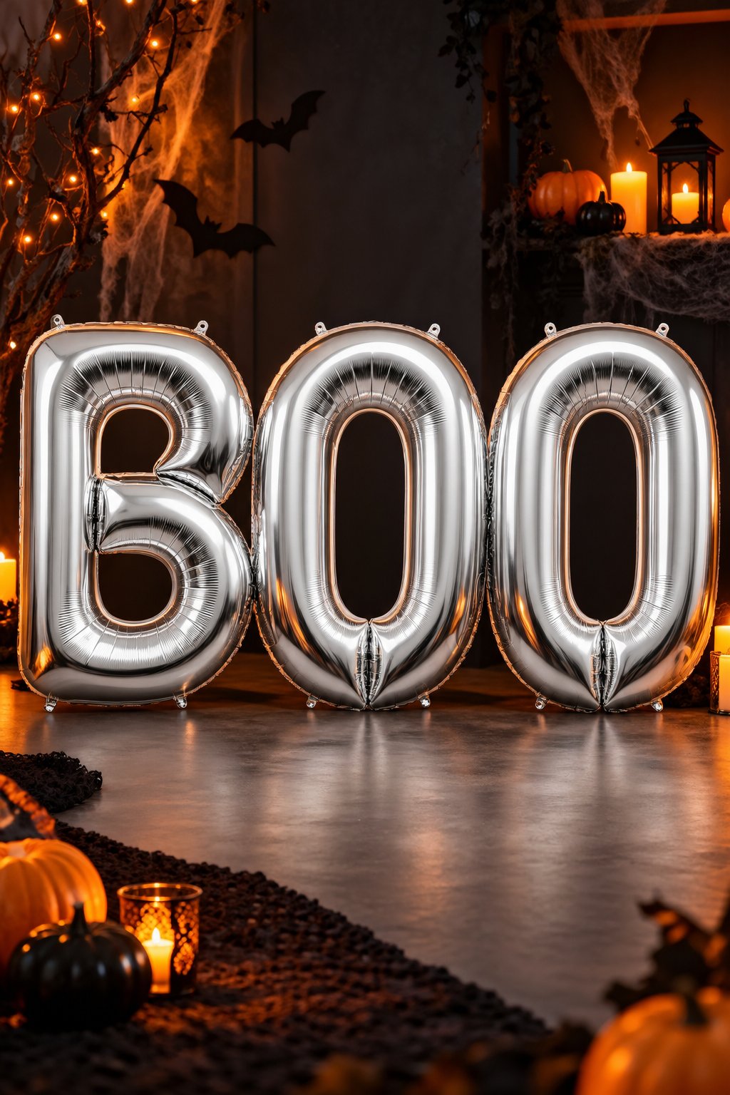 Folyo Balon Halloween BOO yazısı 100 cm 40inç gümüş set